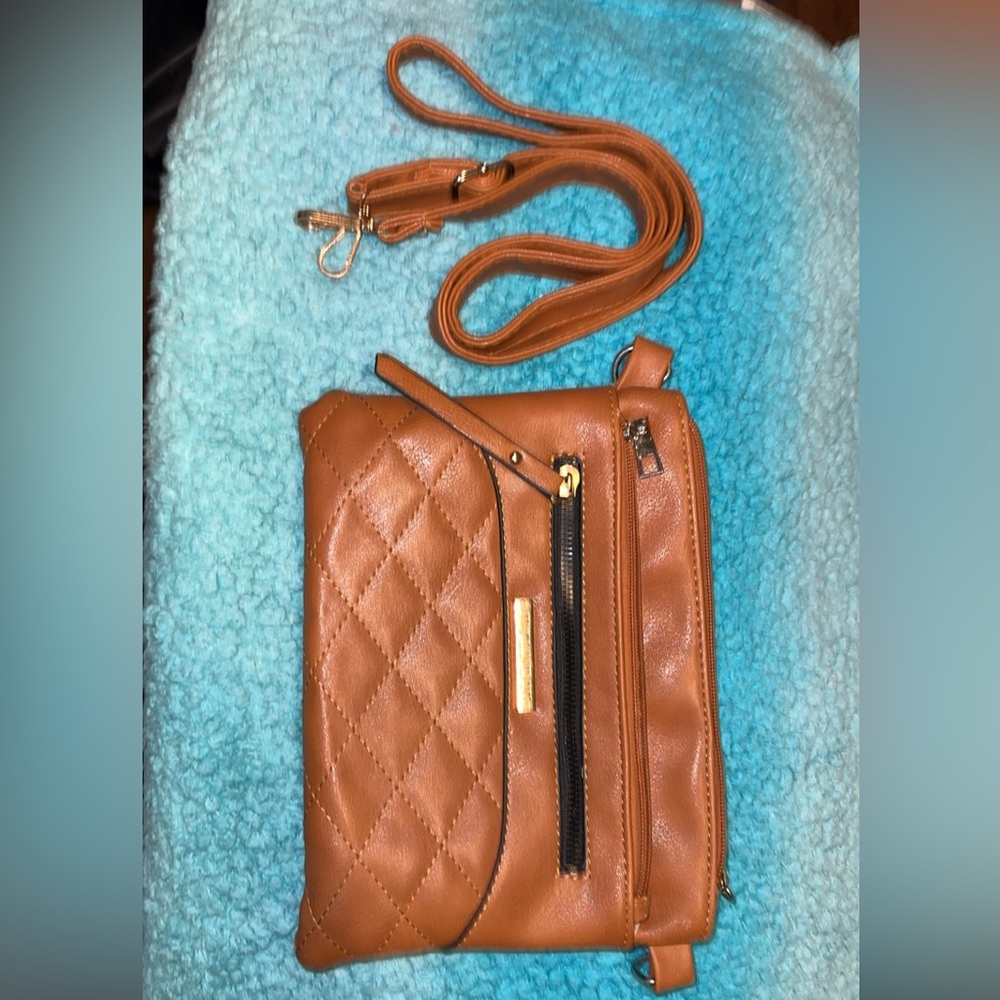 Tan Quilted Crossbody Bag
